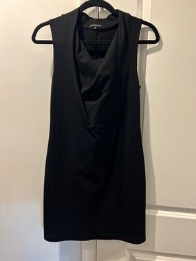 Theory Black Sleeveless Cowl-Neck Mini Dress